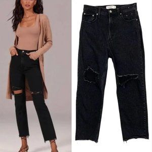 Abercrombie & Fitch Ultra High Rise Straight Ankle Jeans in Black Size 6
